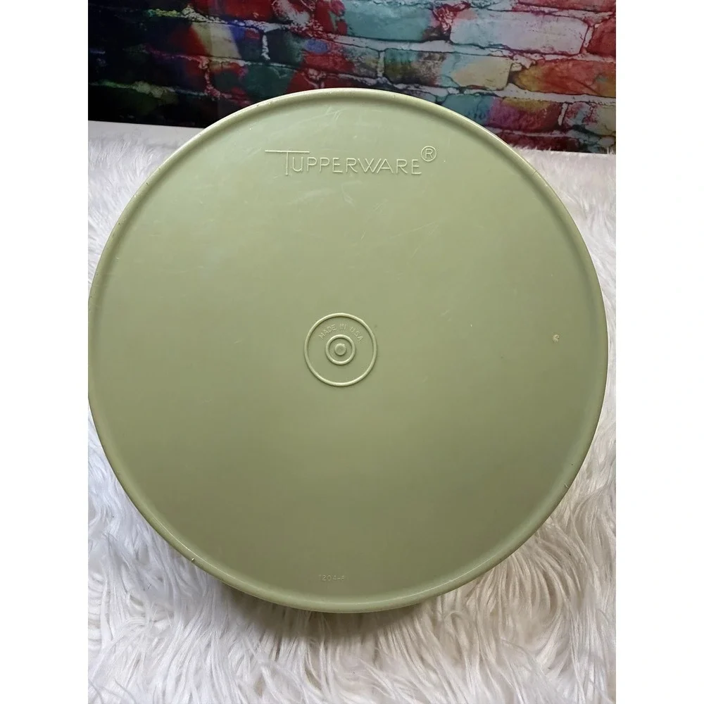 Vintage Tupperware Servalier Set of 3 Avocado Green White Starburst Canisters